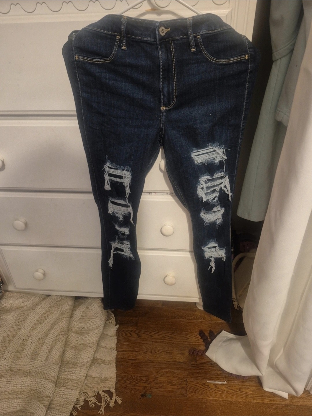 Hollister Dark Blue Ripped Skinny Jeans